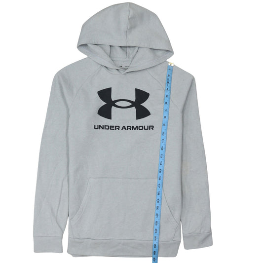 Under Armour Boys Grey Hooded Pullover Hoodie YXL 158-170cm Cotton Blend