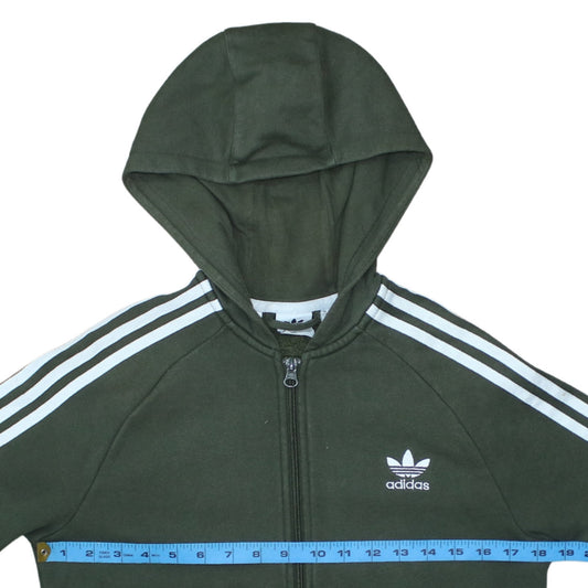 Adidas Boys Green Full Zip Hoodie Size 13-14 Years Hooded Sweatshirt