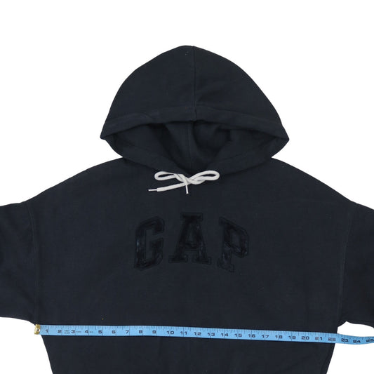 GAP Women Black Small Pullover Hoodie with Logo Detail