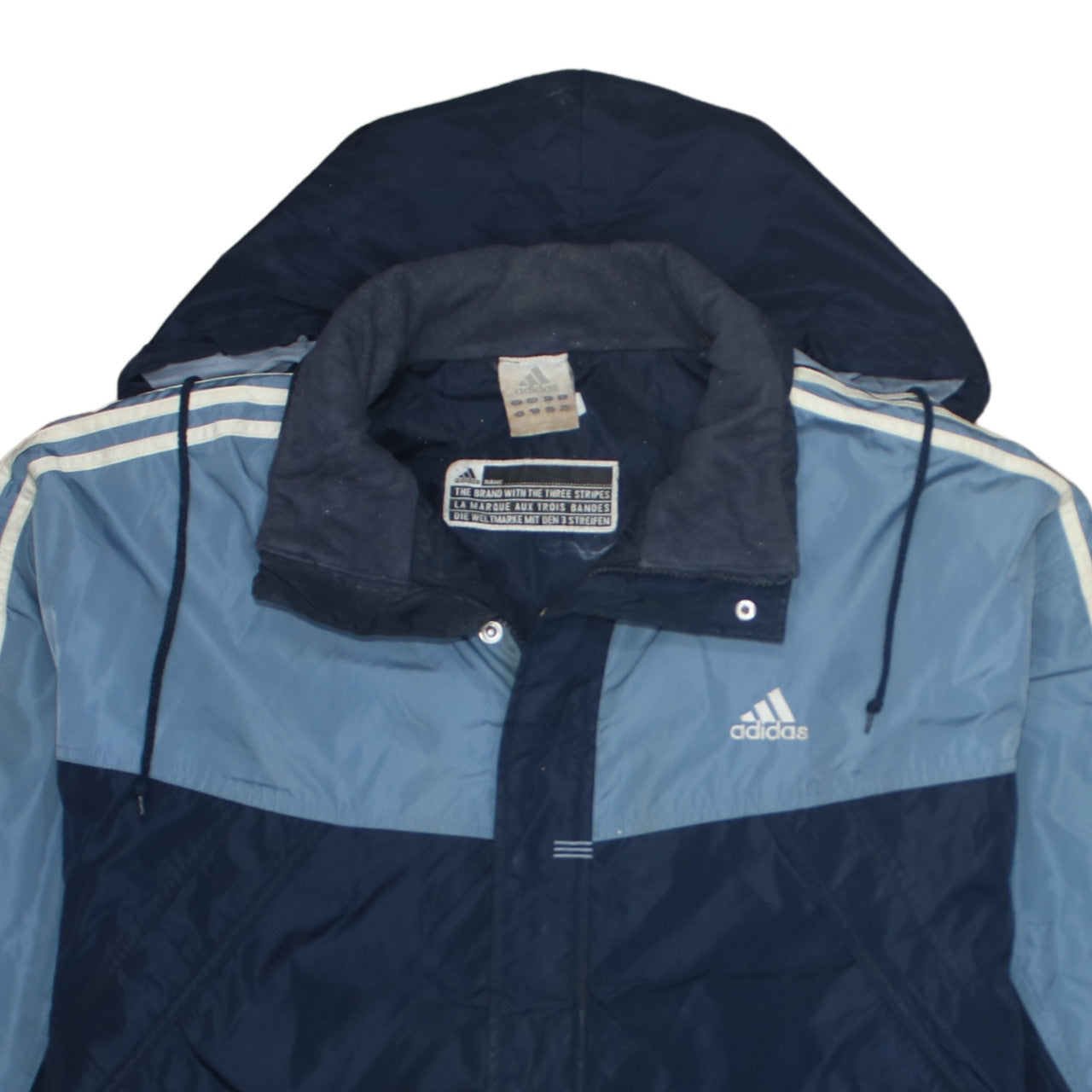 Adidas Men's Blue XL Windbreaker Jacket Hooded Retro Sportswear