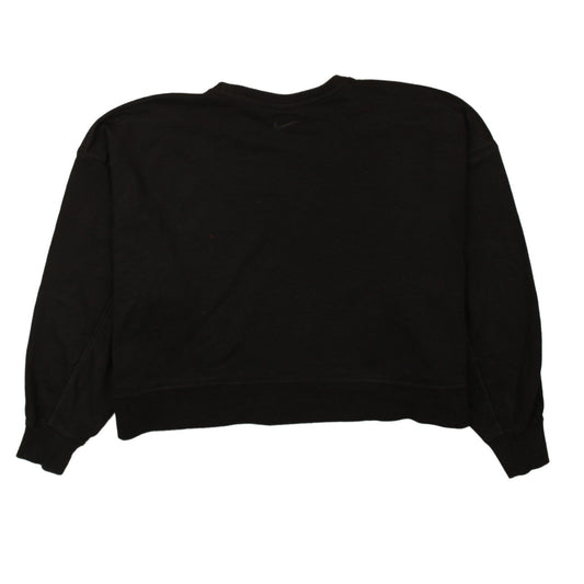 Nike Women's Black Dri-FIT Pullover Sweatshirt L Logo Crew Neck