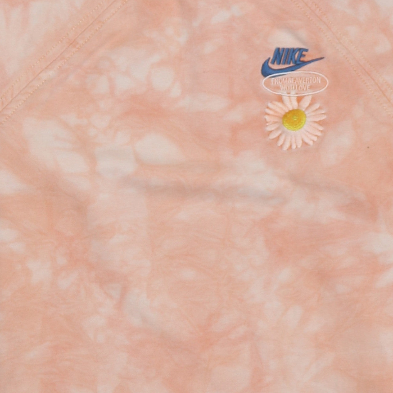 Nike Girls Peach Tie-Dye XL Sweatshirt with Daisy Embroidery