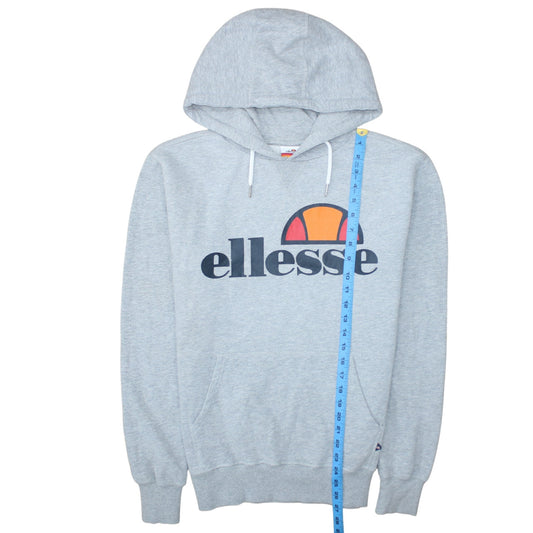 Ellesse Womens Grey Hoodie UK 10 Pullover Logo Cotton Blend
