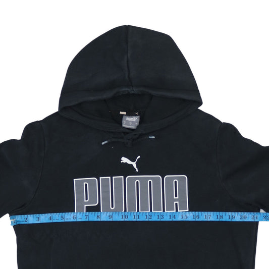 Puma Men Black Pullover Hoodie S Regular Fit Fleece Logo Sportswear