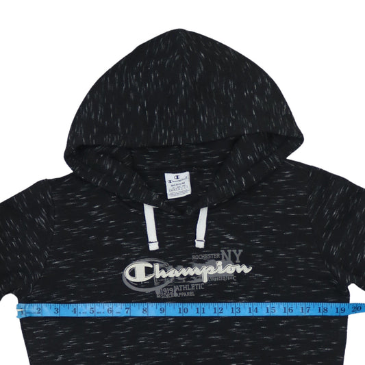 Champion Women Black Medium Pullover Hoodie with Logo Print