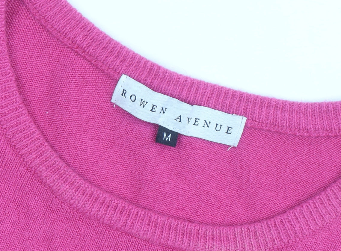 Rowen Avenue Womens Pink Acrylic Crew Neck Pullover Jumper Size M