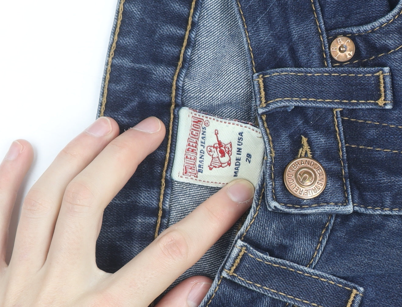 True Religion Womens Blue Straight Slim Fit Jeans Size 12