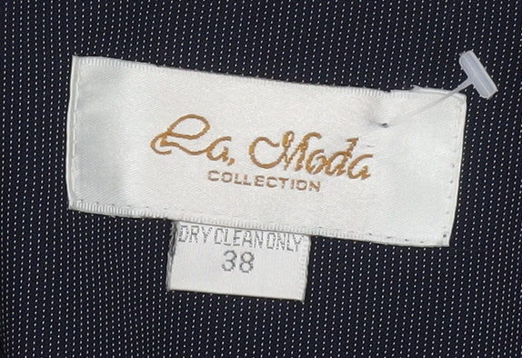 La Moda Women Blue Pinstripe Single-Breasted Blazer Size 10