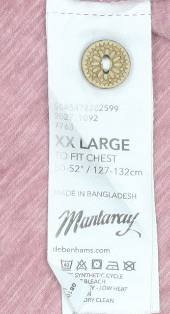 Mantaray Men's Pink Short Sleeve Henley T-Shirt Size 2XL Cotton