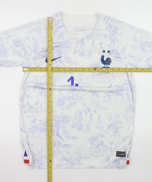 Nike Men's France FFF White Dri-Fit Short Sleeve Football T-Shirt Size S