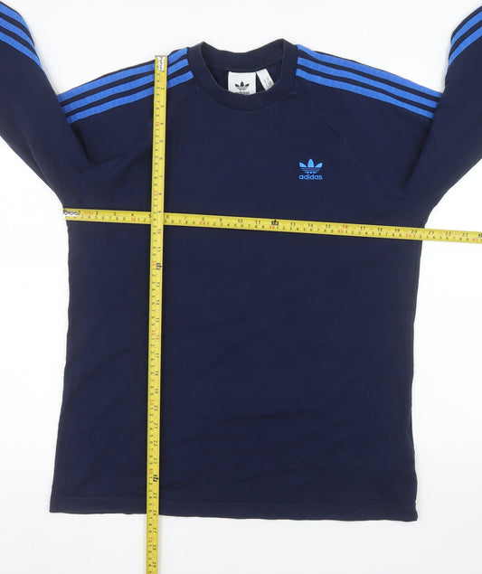 adidas Men's Blue Long Sleeve Crew Neck Casual Top Size M