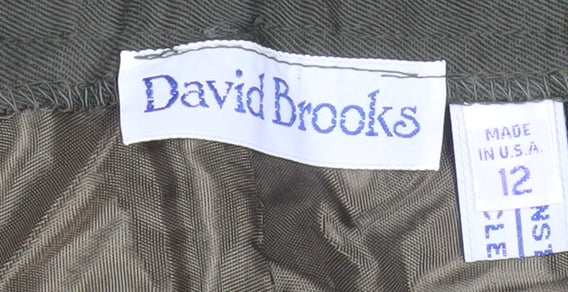 David Brooks Womens Green Pleated High Rise Tapered Trousers Size 12