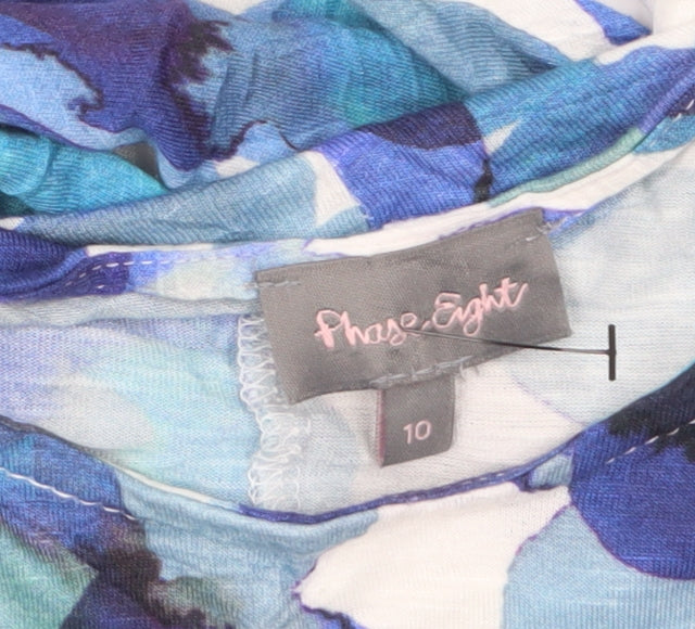 Phase Eight Women Blue Floral Viscose Tunic Blouse Size 10