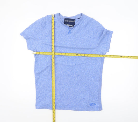 Superdry Idris Elba Men's Blue Cotton V-Neck T-Shirt Size L