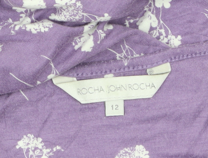 Rocha John Rocha Women's Purple Floral Tunic Blouse Size 12