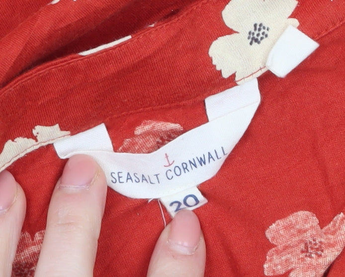 Seasalt Cornwall Women's Red Floral Cotton Modal Sleeveless Top UK 20