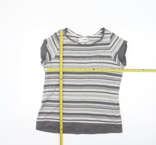 Peter Storm Womens Grey Striped Short Sleeve Cotton T-Shirt Size 18