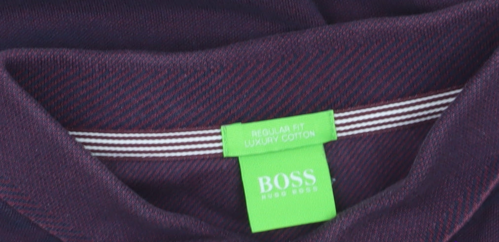 Hugo Boss Men's Purple Regular Fit Luxury Cotton Polo Shirt L