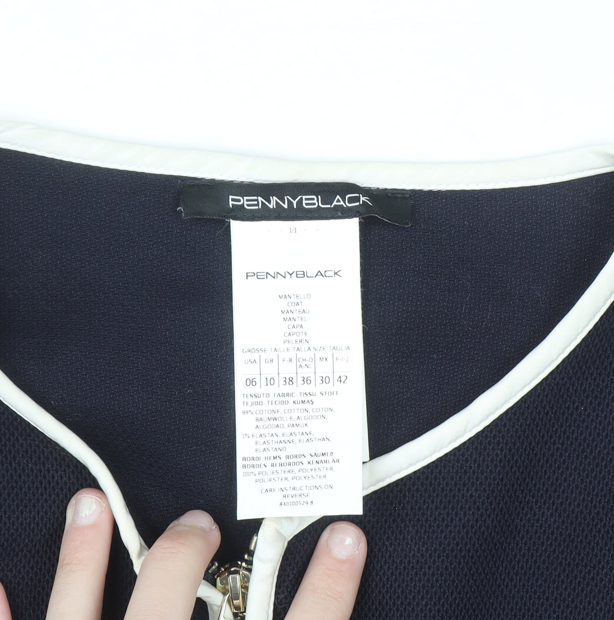Pennyblack Women's Blue Mid-Length Zip Coat Size 10