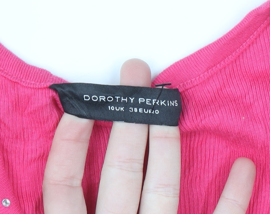 Dorothy Perkins Women's Pink Beaded Cotton Tank Top UK 10
