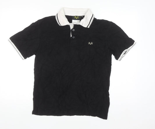 V1969 Men's Black Cotton Polo Shirt Size M Embroidered Logo