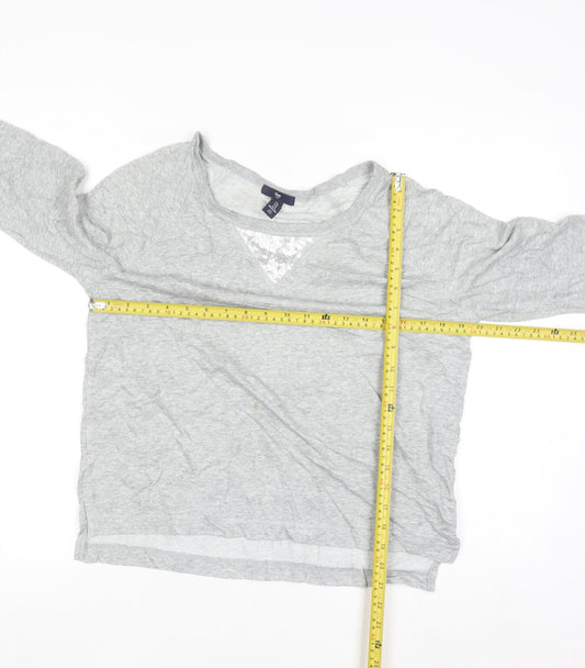 Gap Women Grey Sequin Crew Neck Pullover Sweatshirt M