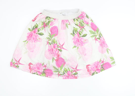 Guess Teens White Floral A-Line Knee Length Skirt Size 8