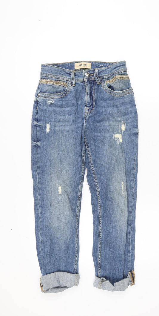 MOS MOSH Women's Blue Distressed Boyfriend Jeans Size 24