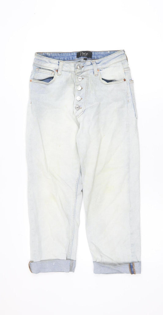 Poco by Pippa Women's Blue Button Crop Slim Fit Jeans Size 8S