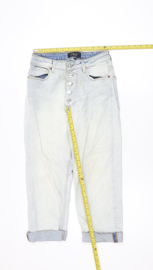 Poco by Pippa Women's Blue Button Crop Slim Fit Jeans Size 8S
