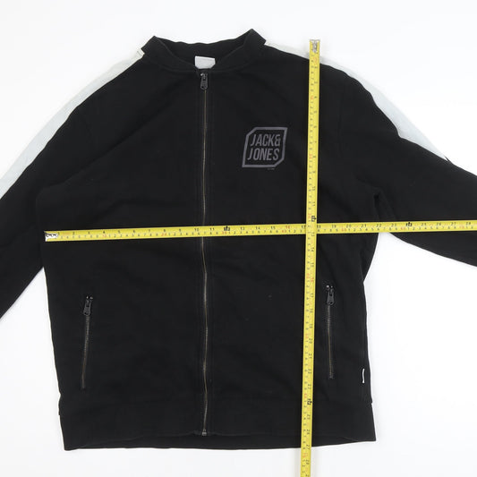 Jack & Jones Men’s Black XL Track Jacket Cotton Blend Full Zip