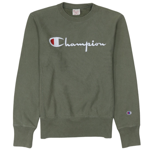 Champion Men's Green Reverse Weave Sweatshirt Medium Crew Neck