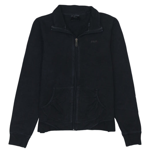 Fila Women Black Size 12 Track Jacket Full Zip Cotton Blend