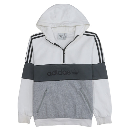 Adidas Mens White Grey 1/2 Zip Hoodie M Sports Regular Fit