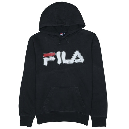 FILA Mens Black Pullover Hoodie Size M Graphic Logo Sportswear