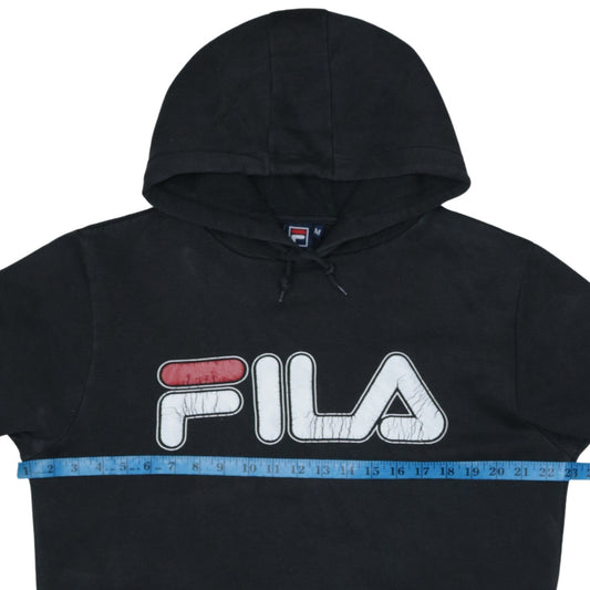 FILA Mens Black Pullover Hoodie Size M Graphic Logo Sportswear