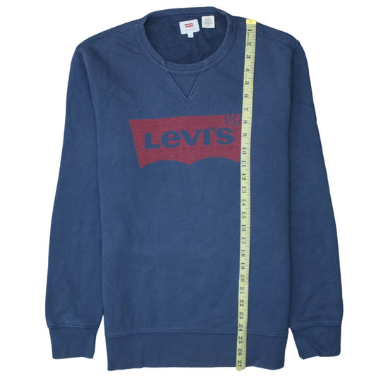 Levi's Men's Blue Crew Neck Logo Sweatshirt Size S Regular Fit