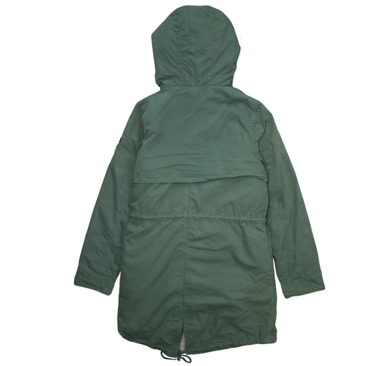 Tommy Jeans Womens Green XS Fur Hooded Parka Coat