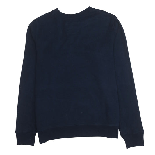 Hollister Men's Blue Embroidered Logo Crew Neck Pullover Sweatshirt L