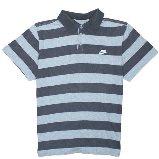 Nike Teens Grey Striped Polo Shirt XL 13/15 Regular Fit Collared