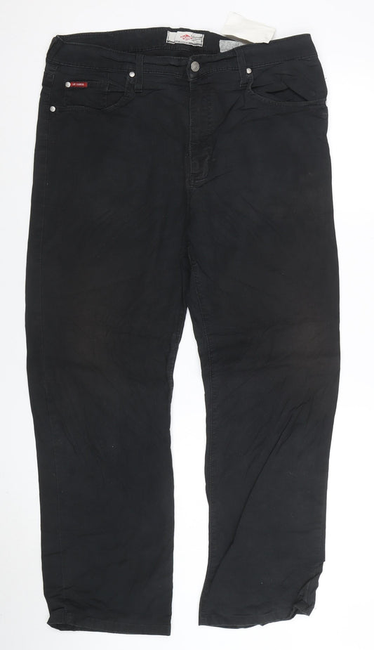 Lee Cooper Men's Black Straight Fit Denim Jeans Size L 36x32