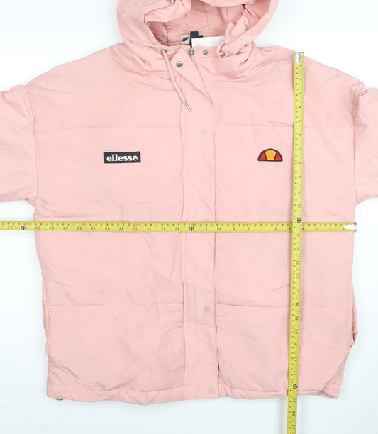 Ellesse Womens Pink Hooded Puffer Jacket Size 10 Very Good