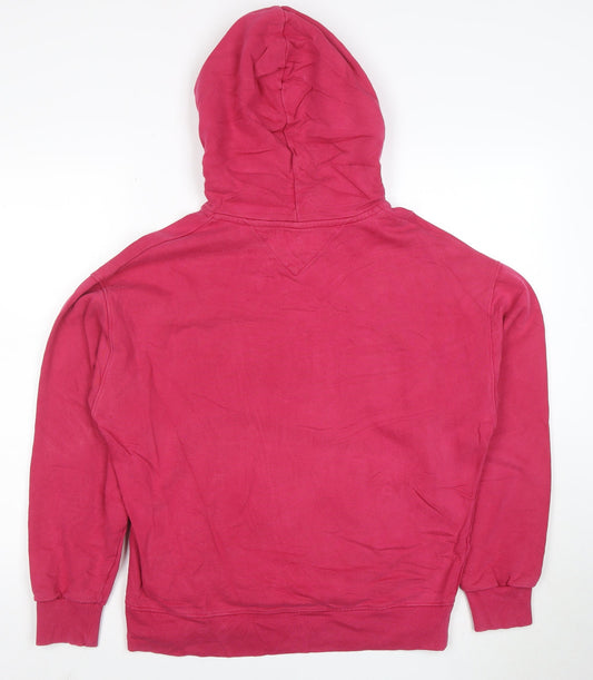 Tommy Jeans Women's Pink Pullover Hoodie Size S Logo Print Cotton