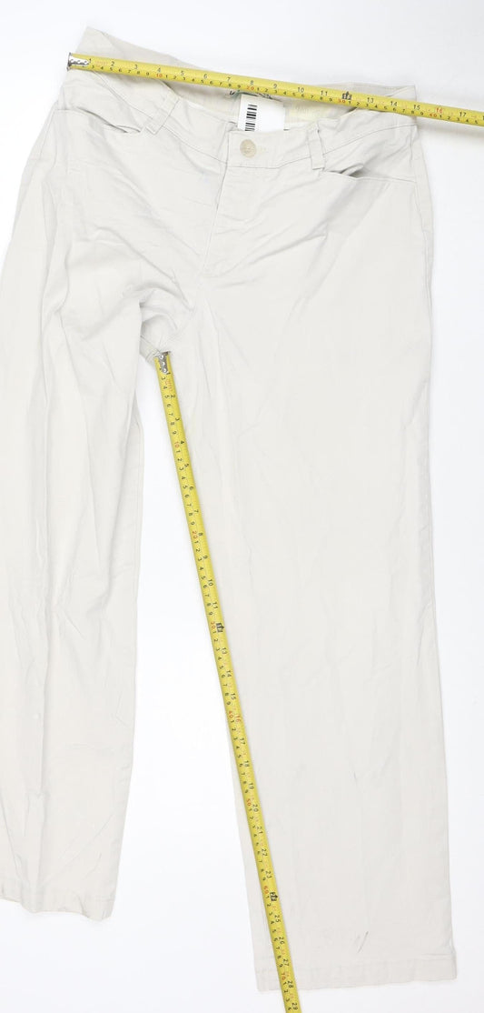 Lee Women's Beige Relaxed Straight Leg Cotton Twill Trousers Size 12 Short