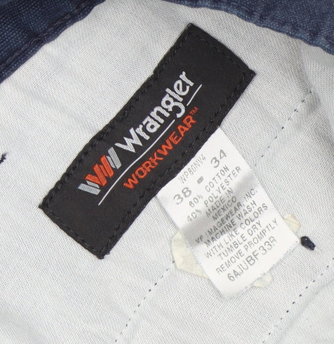 Wrangler Men's Blue Cargo Workwear Trousers 38x34 Cotton Blend