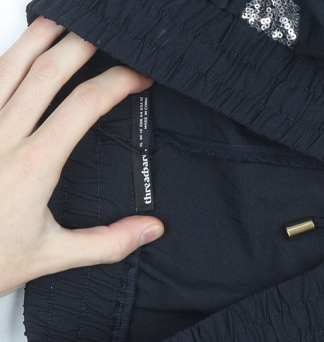Threadbare Women's Black Sequin Jogger Trousers XL