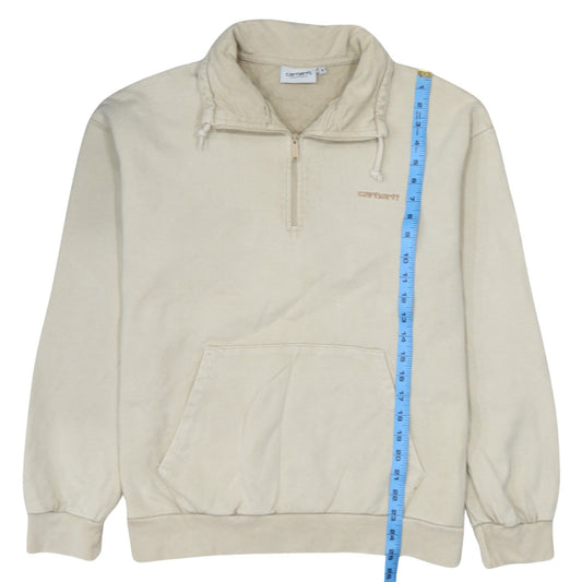 Carhartt WIP Beige High Neck 1/4 Zip Men's Small Sweatshirt