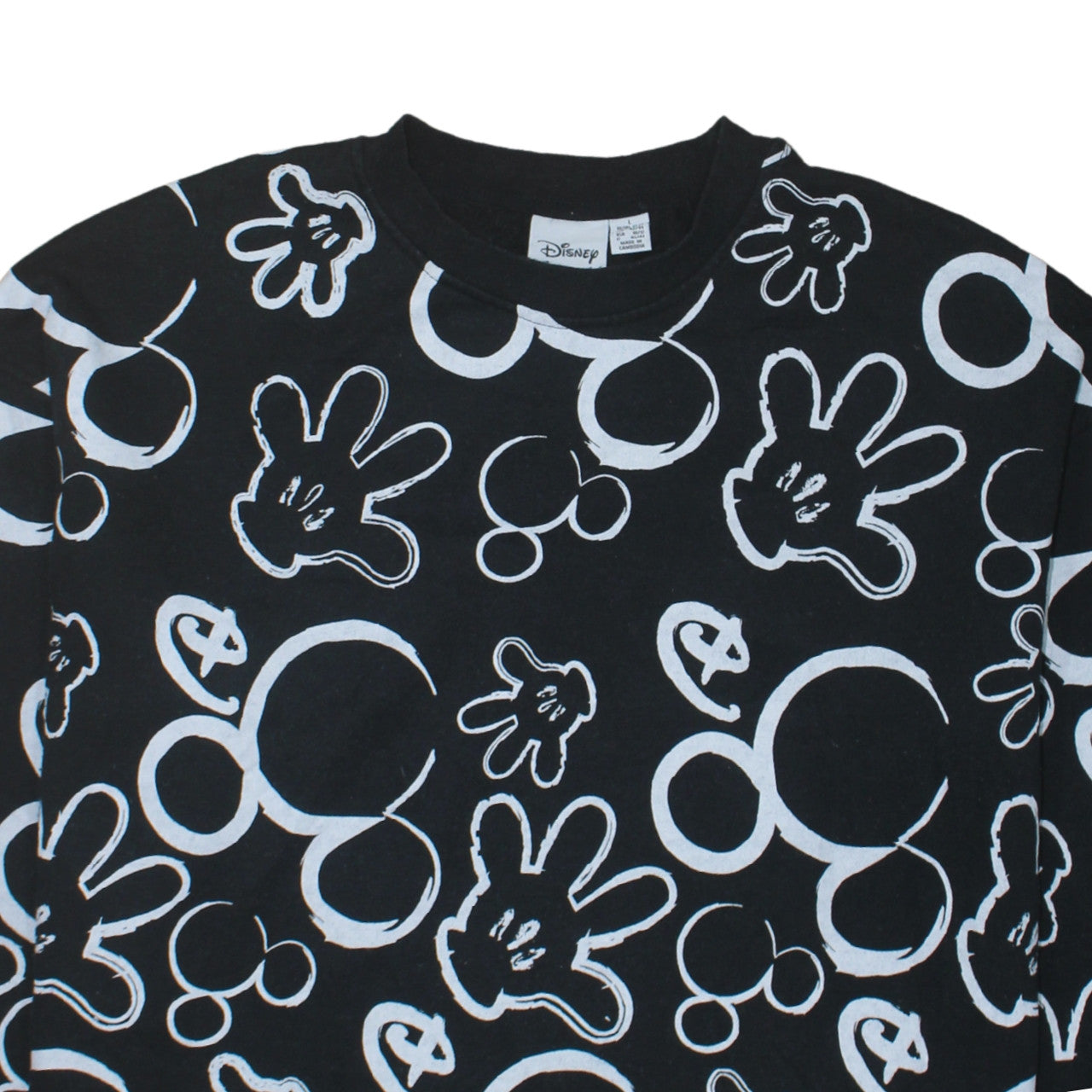 Disney Women’s Black Mickey Print Pullover Sweatshirt Size L