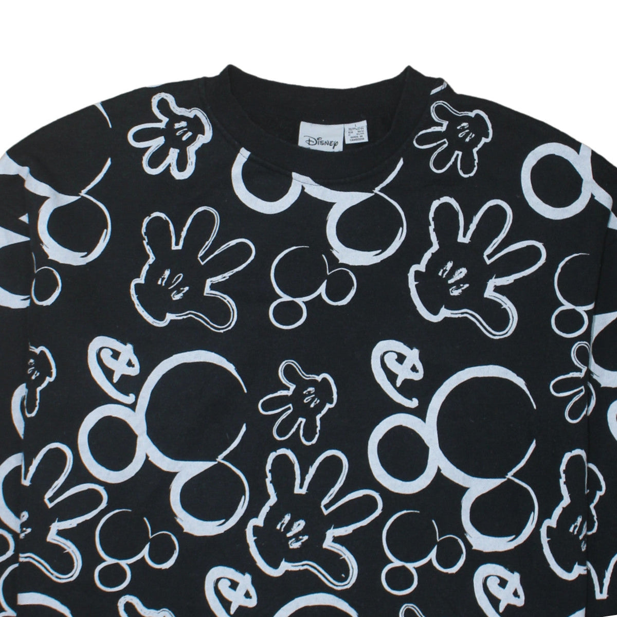 Disney Women’s Black Mickey Print Pullover Sweatshirt Size L