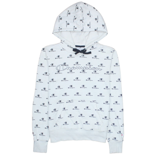 Champion Women's White Logo Print Pullover Hoodie Size S